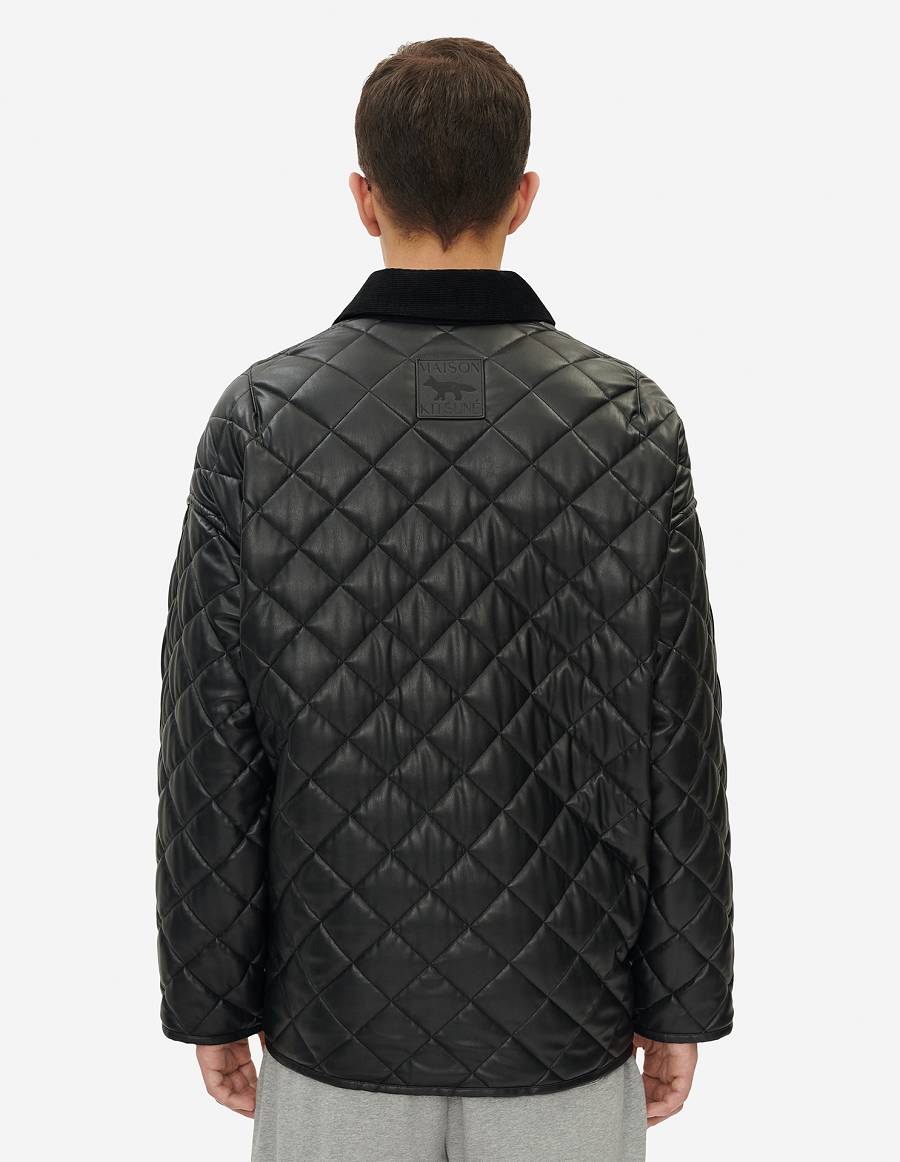 Black Men's Maison Kitsune Quilted Jackets | AU-C0608