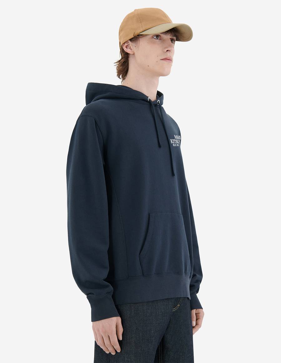 Black Men's Maison Kitsune Rue De Richelieu Relaxed Hoodies | AU-Q0786