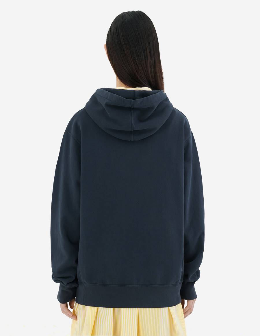 Black Men's Maison Kitsune Rue De Richelieu Relaxed Hoodies | AU-Q0786