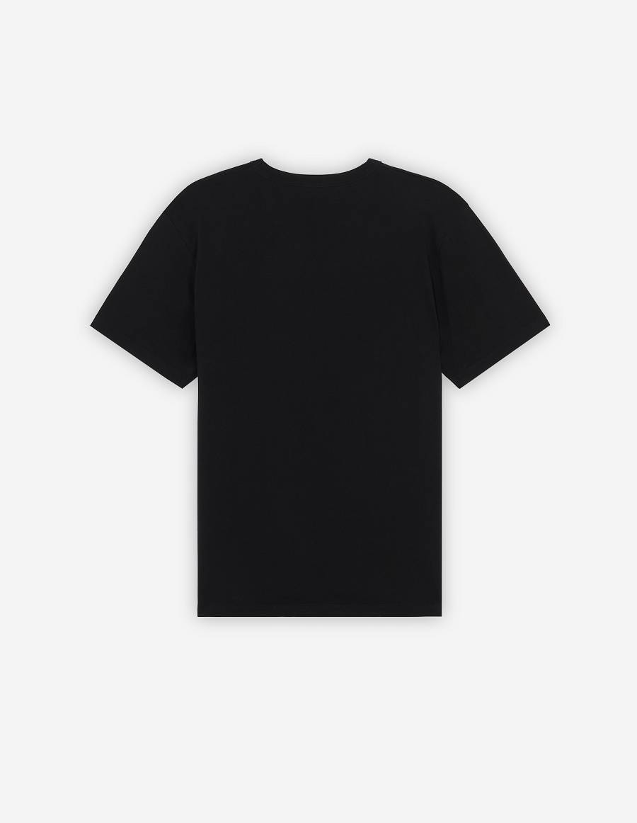 Black Men's Maison Kitsune Rue De Richelieu Classic T Shirts | AU-S0531