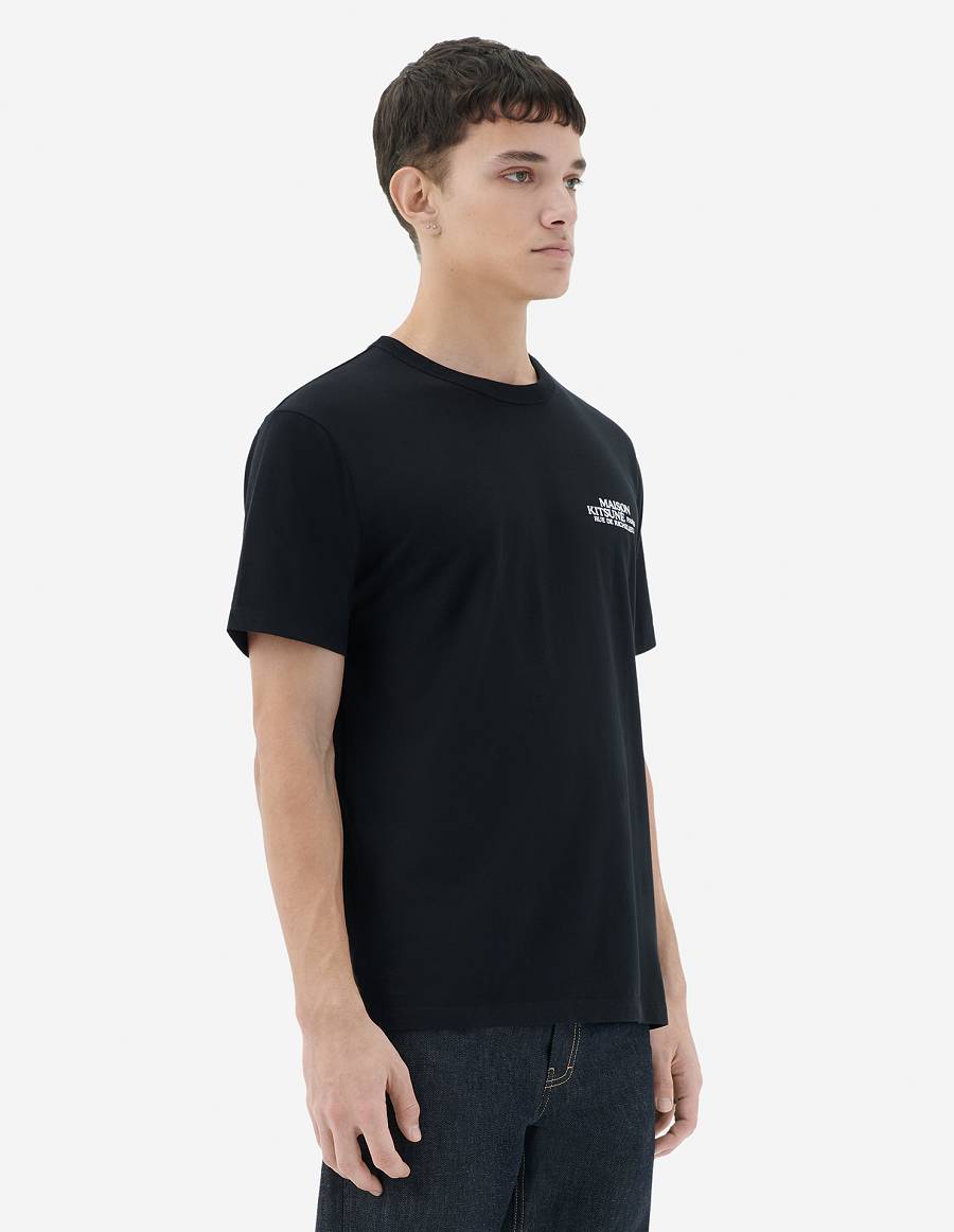 Black Men's Maison Kitsune Rue De Richelieu Classic T Shirts | AU-S0531