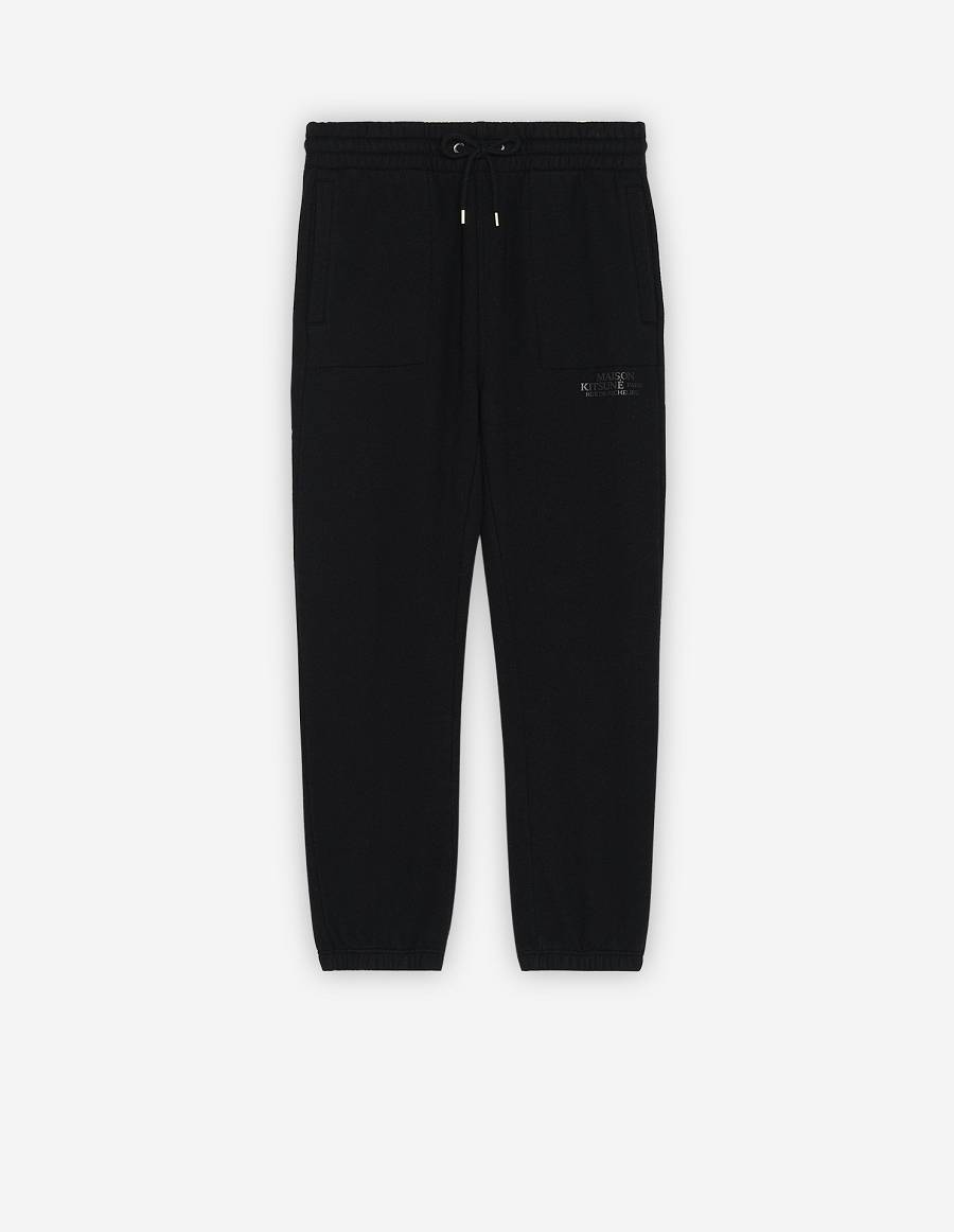 Black Men\'s Maison Kitsune Rue Richelieu Drawsting Regular Jog Pants | AU-B0664