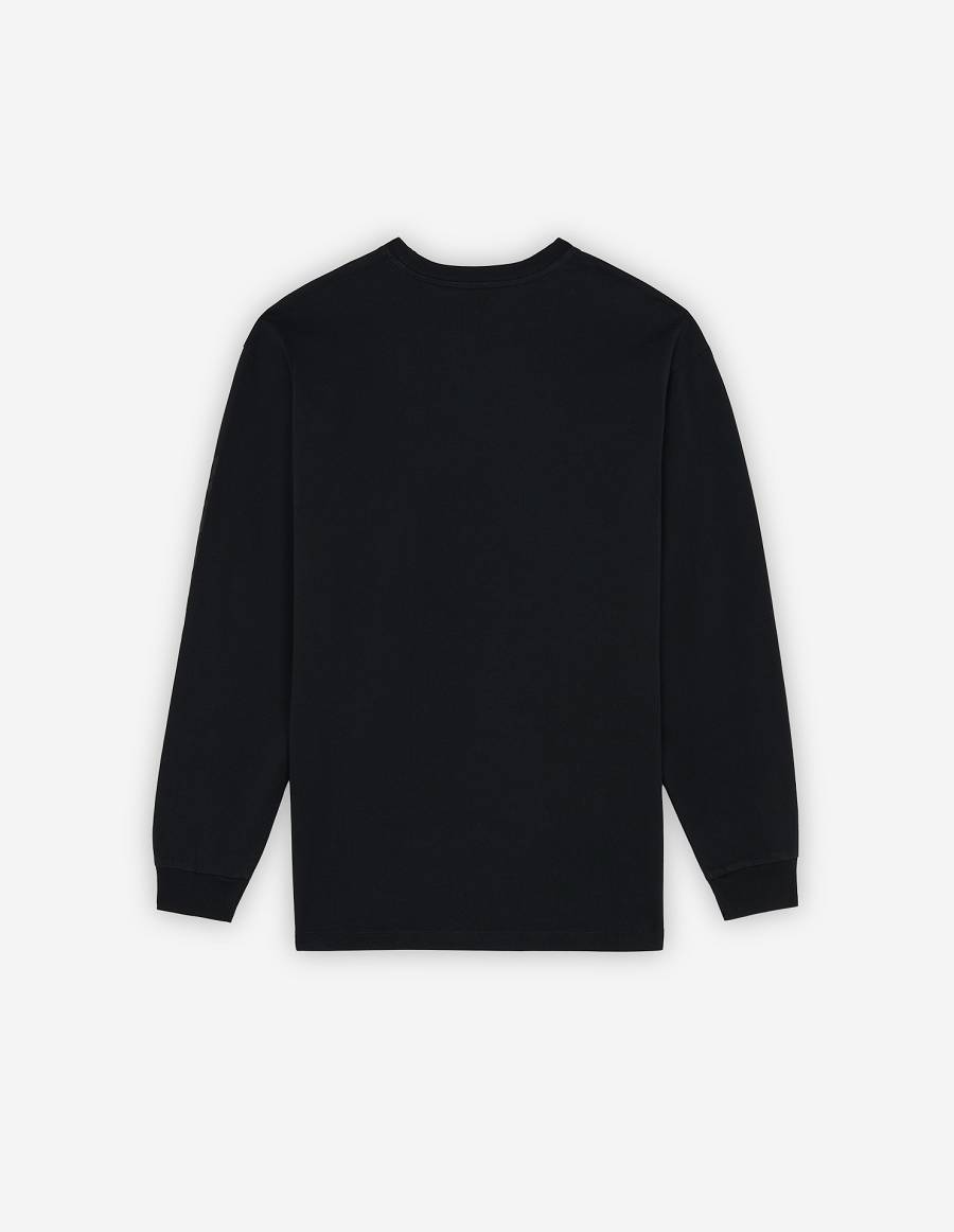 Black Men's Maison Kitsune Rue Richelieu Relaxed Long Sleeves T Shirts | AU-G0916