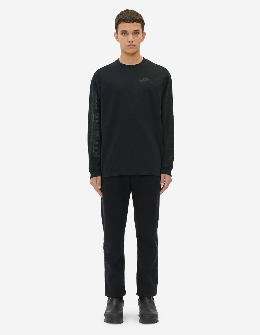 Black Men's Maison Kitsune Rue Richelieu Relaxed Long Sleeves T Shirts | AU-G0916