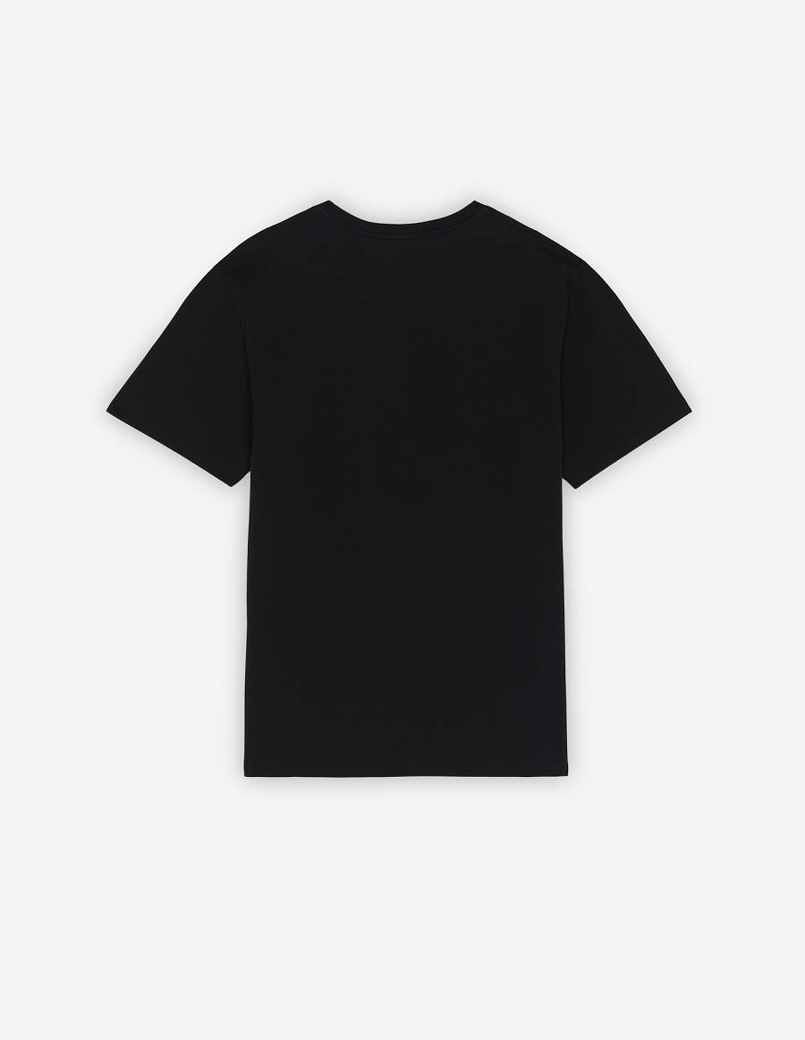 Black Men's Maison Kitsune Rue Richelieu Relaxed T Shirts | AU-L0140