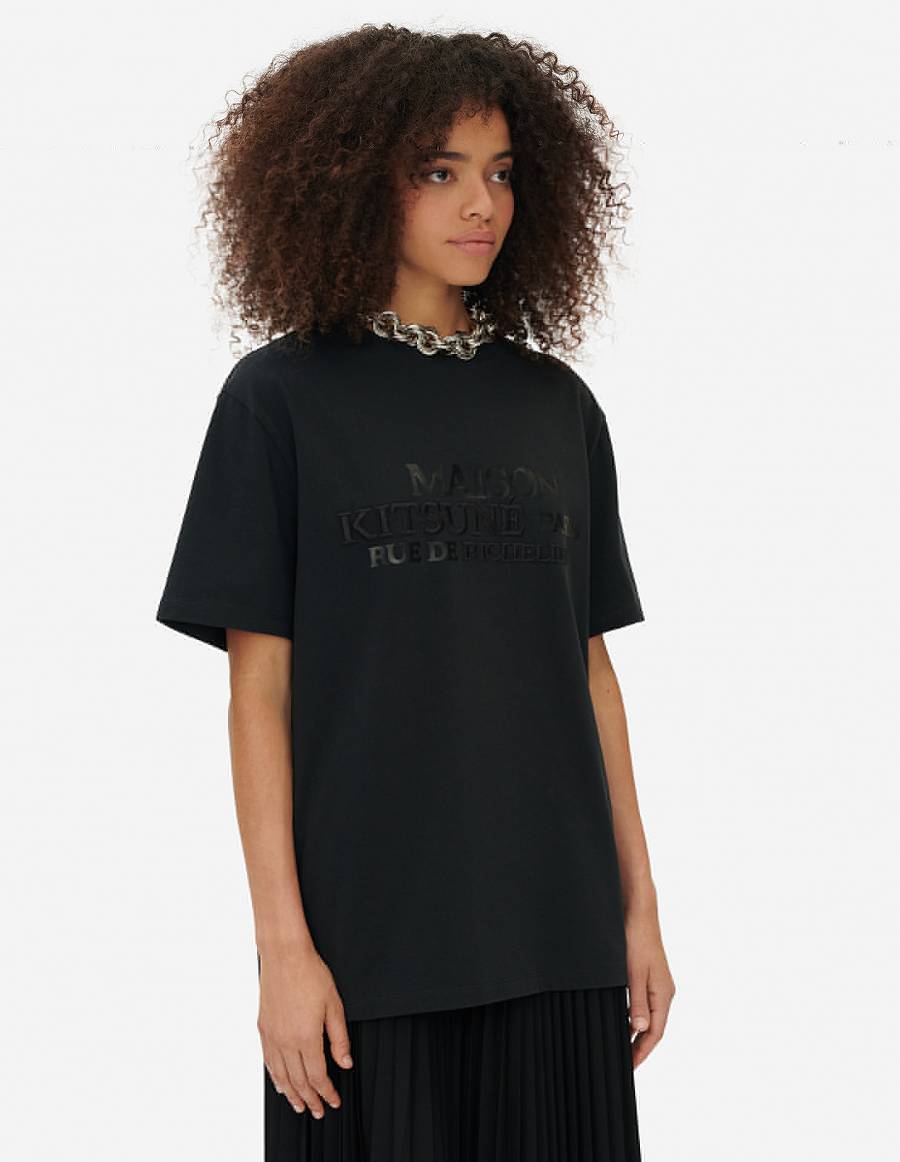 Black Men's Maison Kitsune Rue Richelieu Relaxed T Shirts | AU-L0140