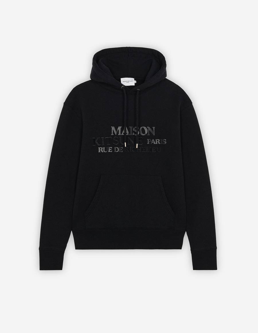 Black Men\'s Maison Kitsune Rue Richelieu Classic Hoodies | AU-L0662