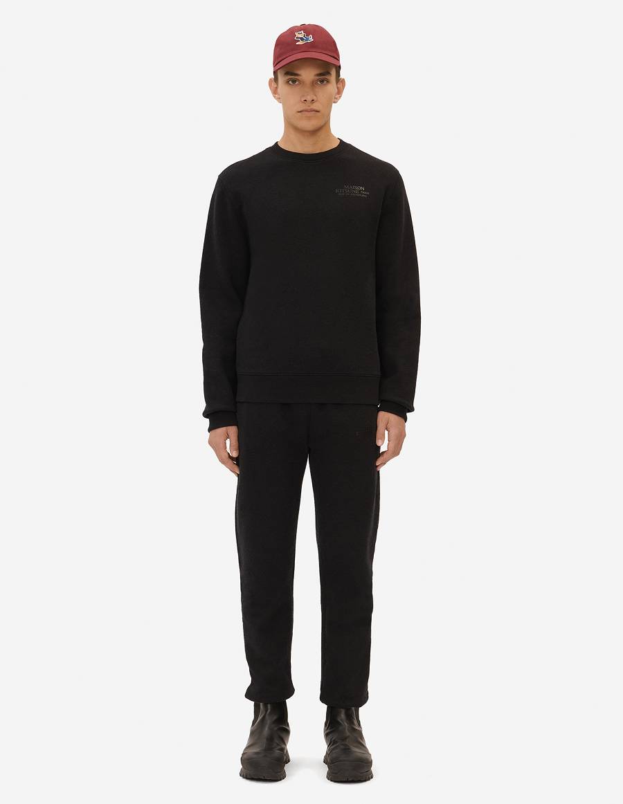 Black Men's Maison Kitsune Rue Richelieu Regular Sweatshirts | AU-S0125