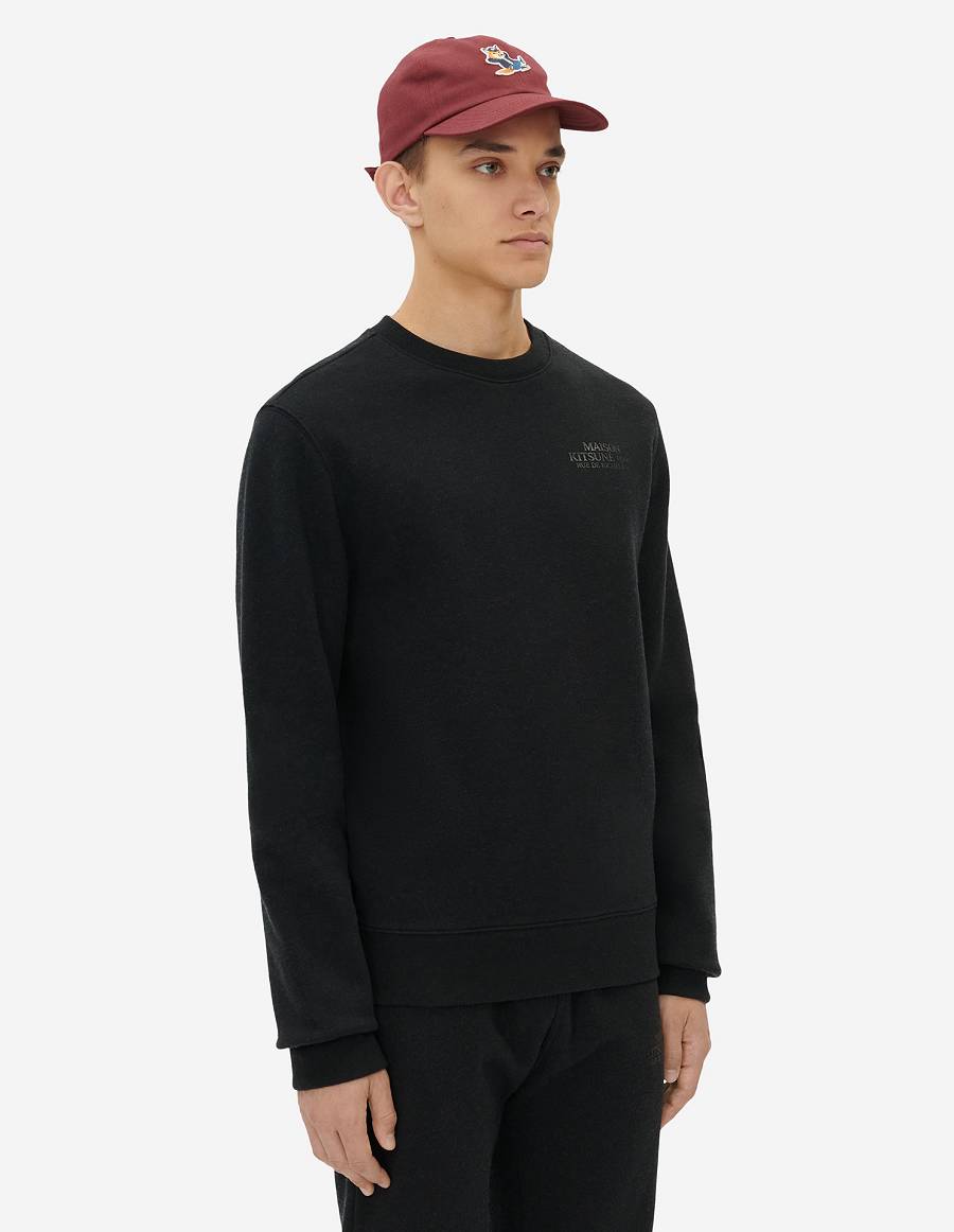 Black Men's Maison Kitsune Rue Richelieu Regular Sweatshirts | AU-S0125