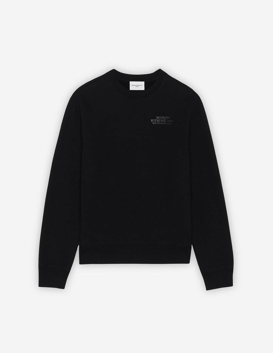 Black Men\'s Maison Kitsune Rue Richelieu Regular Sweatshirts | AU-S0125