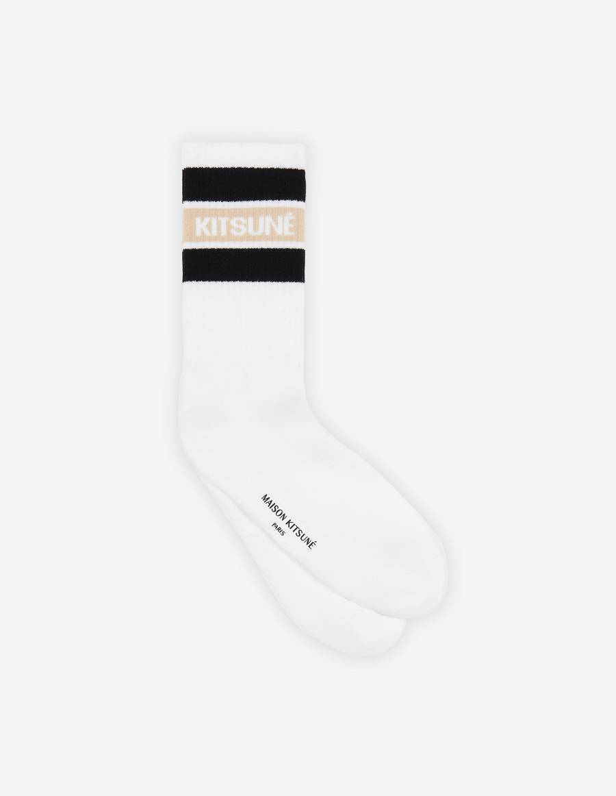 Black Men\'s Maison Kitsune Striped Sporty Socks | AU-Y0759