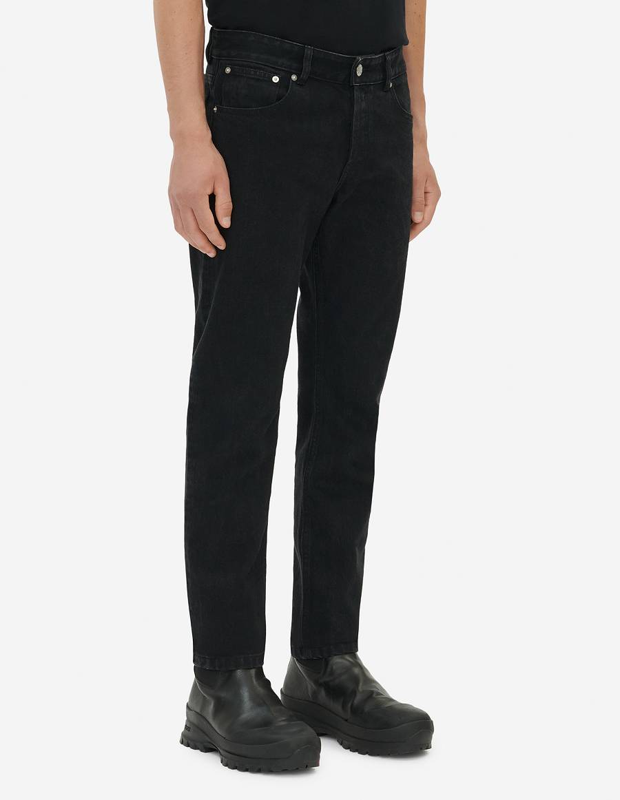 Black Men's Maison Kitsune Tapered Fit Jeans | AU-W0136