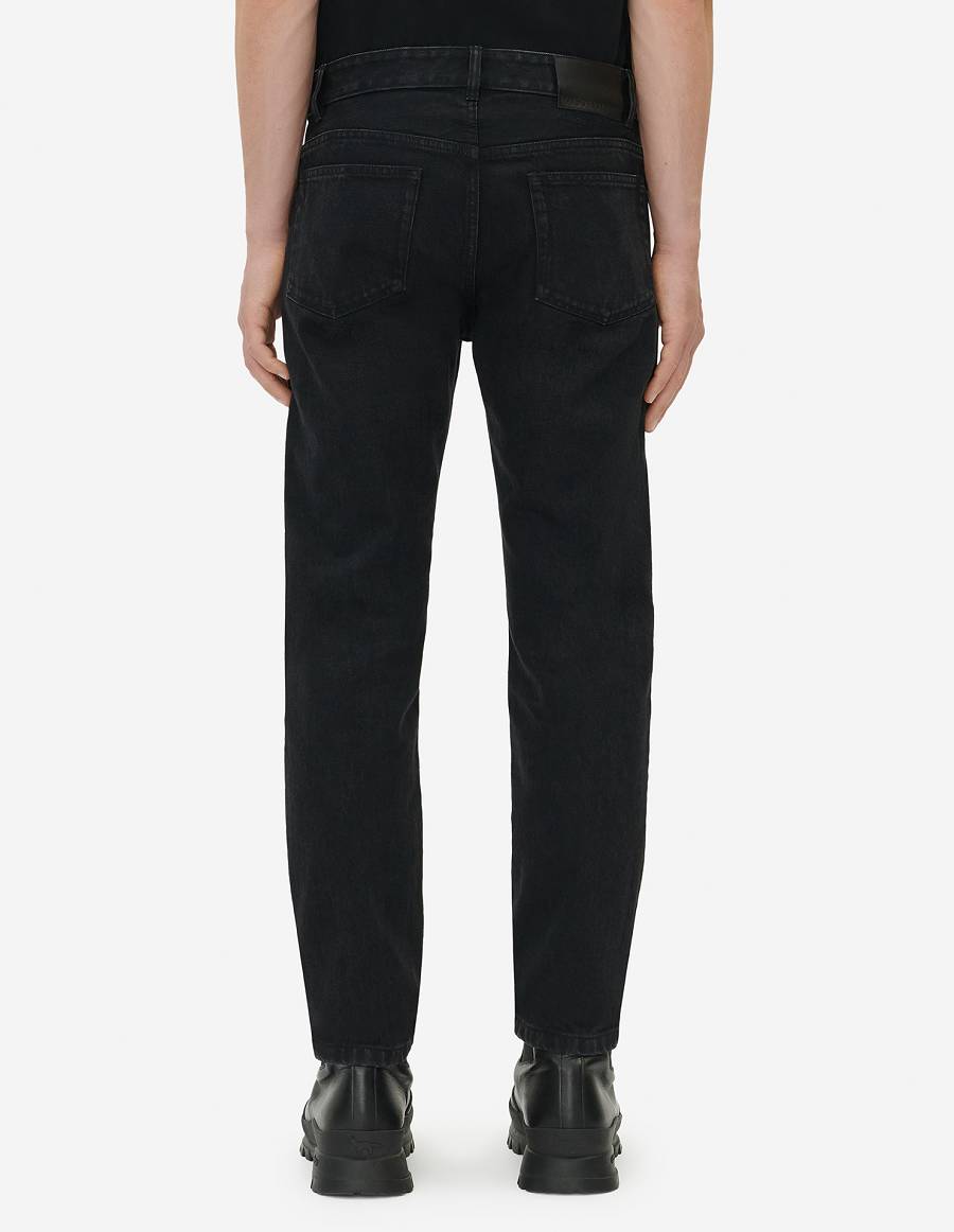 Black Men's Maison Kitsune Tapered Fit Jeans | AU-W0136