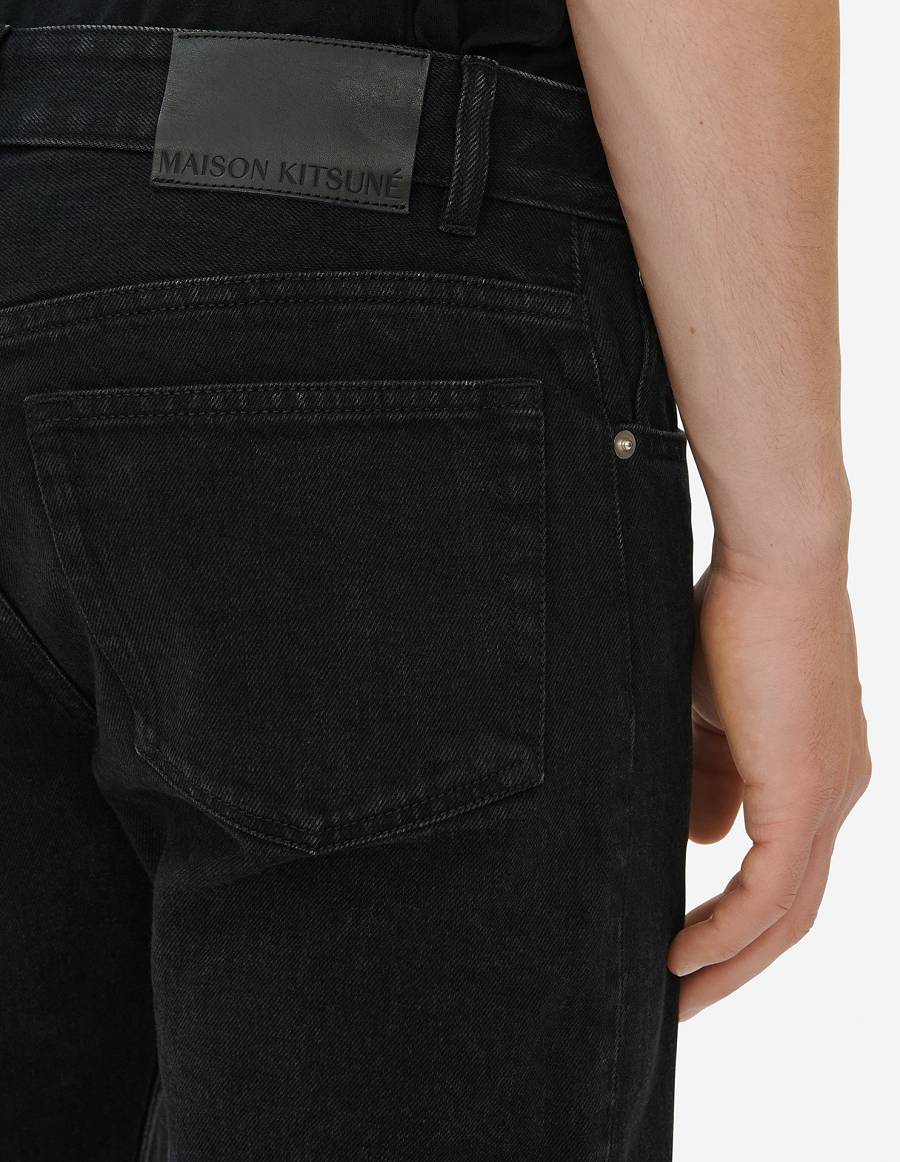 Black Men's Maison Kitsune Tapered Fit Jeans | AU-W0136