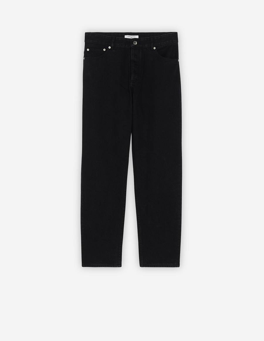 Black Men\'s Maison Kitsune Tapered Fit Jeans | AU-W0136