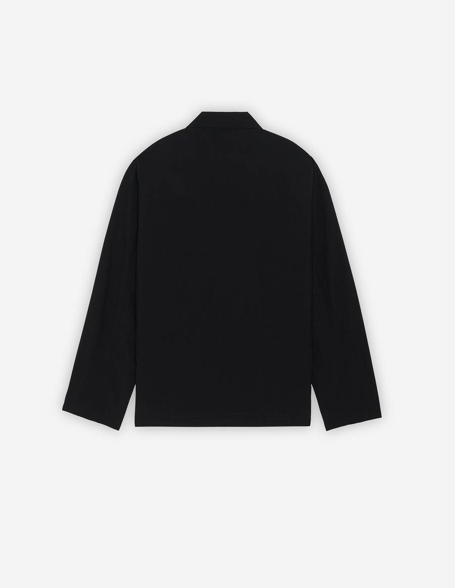 Black Men's Maison Kitsune Technical Zipped Overshirt Shirts | AU-L0981