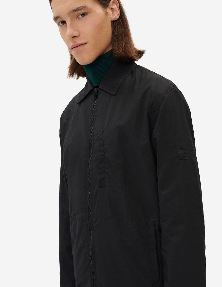 Black Men's Maison Kitsune Technical Zipped Overshirt Shirts | AU-L0981