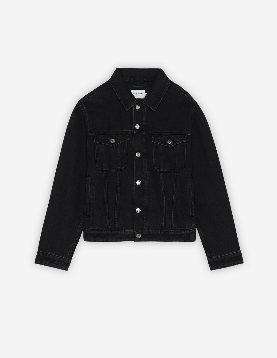 Black Men\'s Maison Kitsune Trucker Jackets | AU-S0478