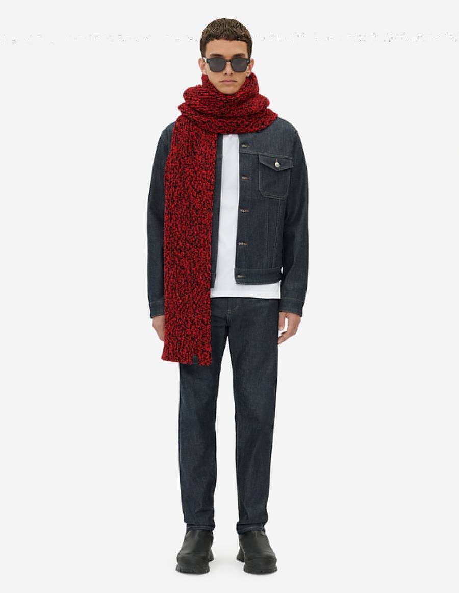 Black Red Men's Maison Kitsune Mouline Scarf | AU-J599