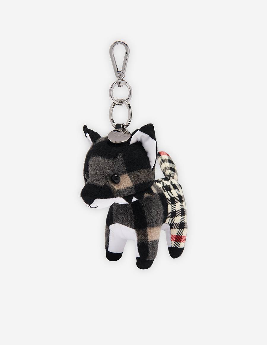 Black White Men's Maison Kitsune Big Fox Charm Bags | AU-K0110