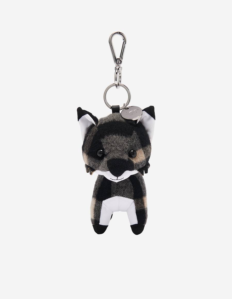 Black White Men\'s Maison Kitsune Big Fox Charm Bags | AU-K0110