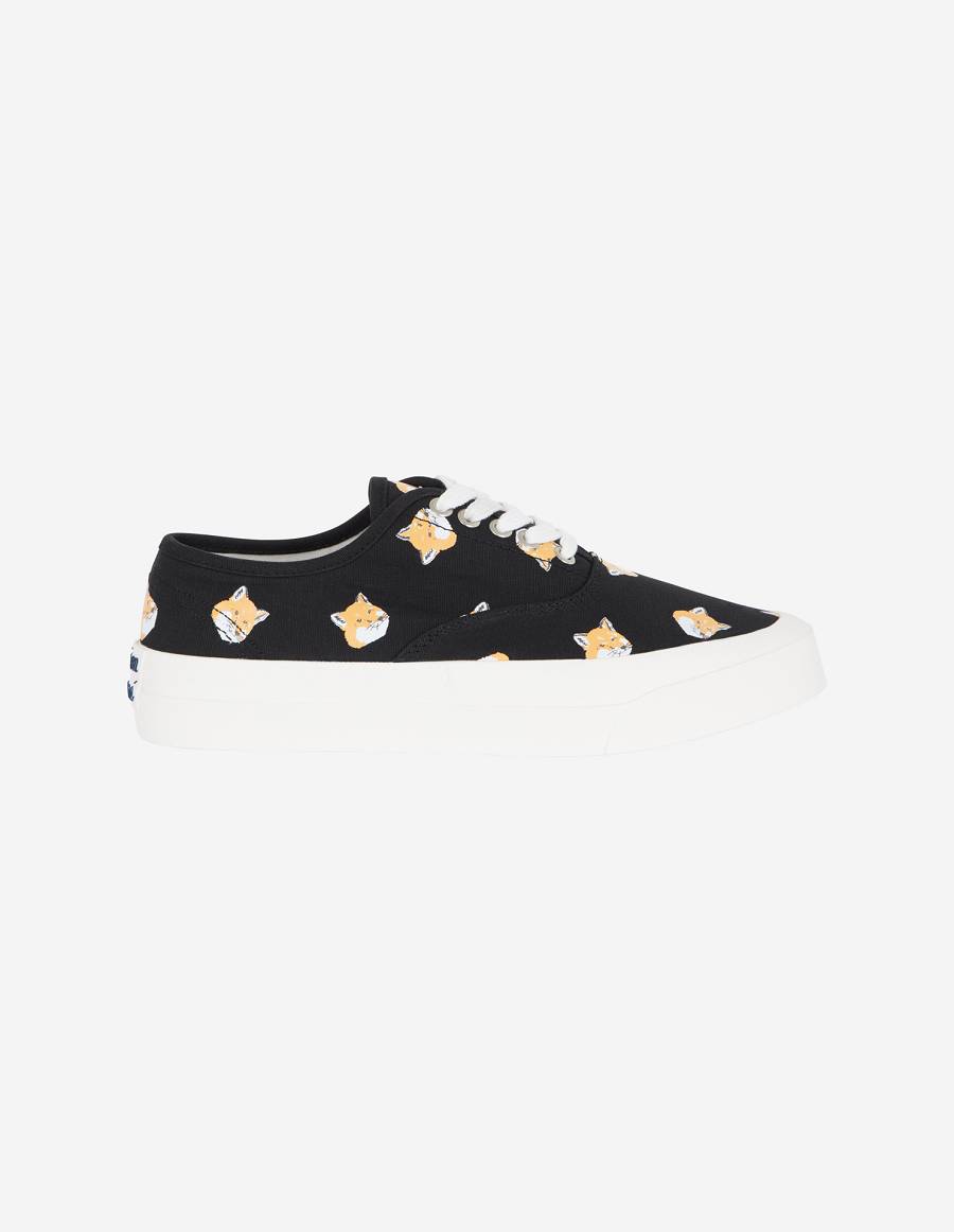 Black Women's Maison Kitsune All Over Fox Head Laced Sneakers | AU-P0935