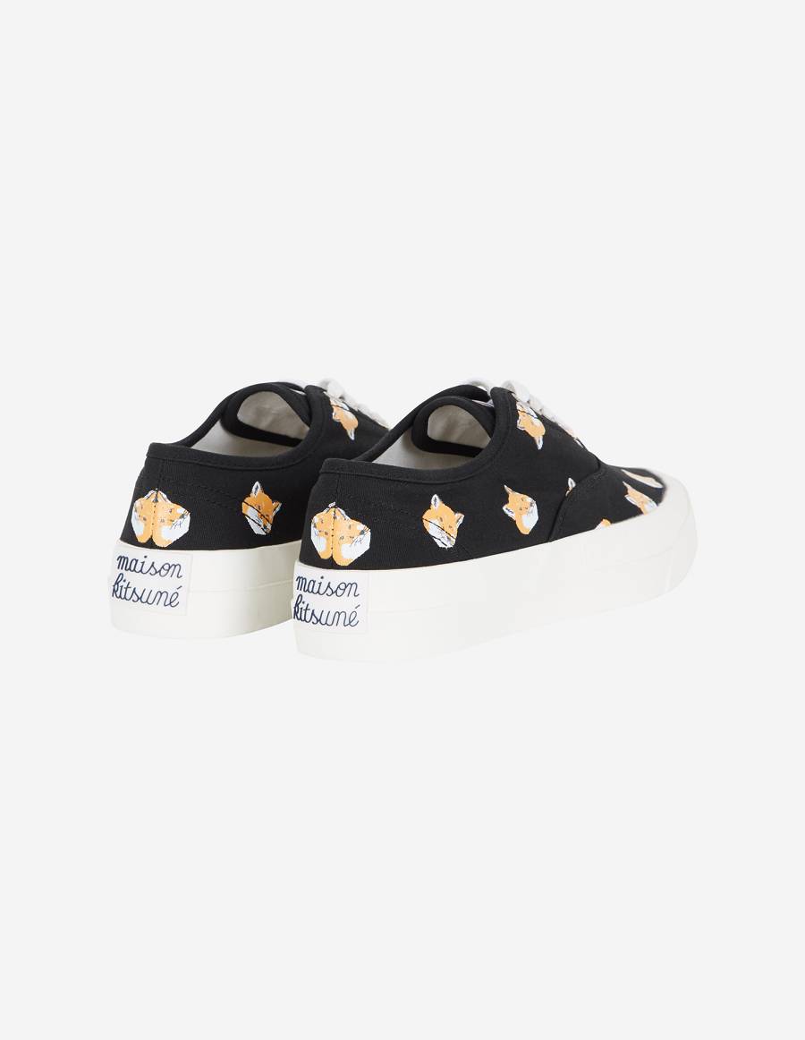 Black Women's Maison Kitsune All Over Fox Head Laced Sneakers | AU-P0935