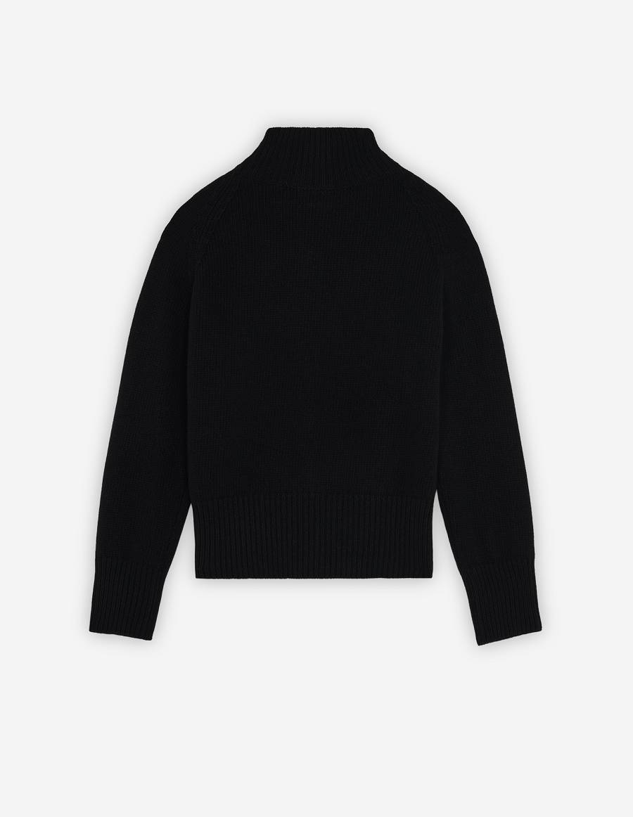 Black Women's Maison Kitsune Bill Rebholz Relaxed Jacquard Sweaters | AU-S0217