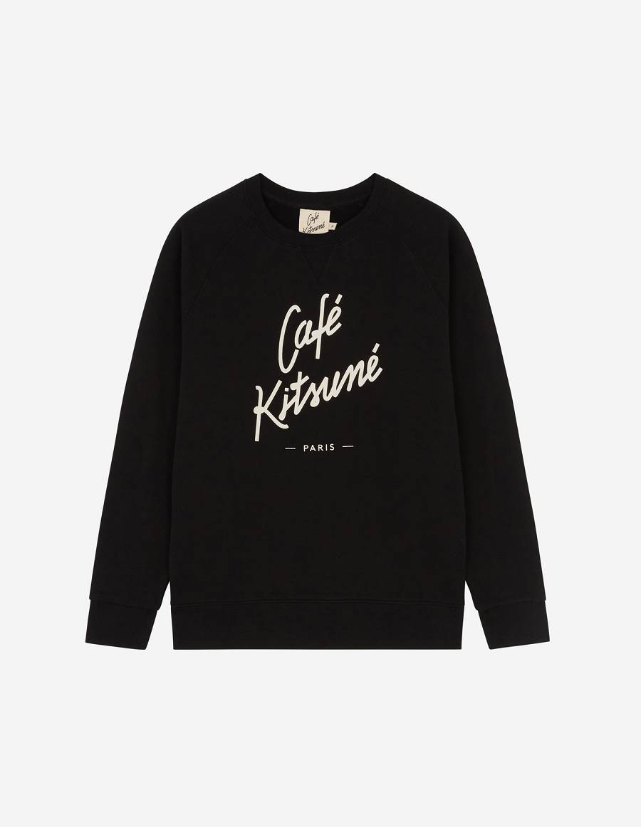 Black Women\'s Maison Kitsune Cafe Kitsune Sweatshirts | AU-M0620