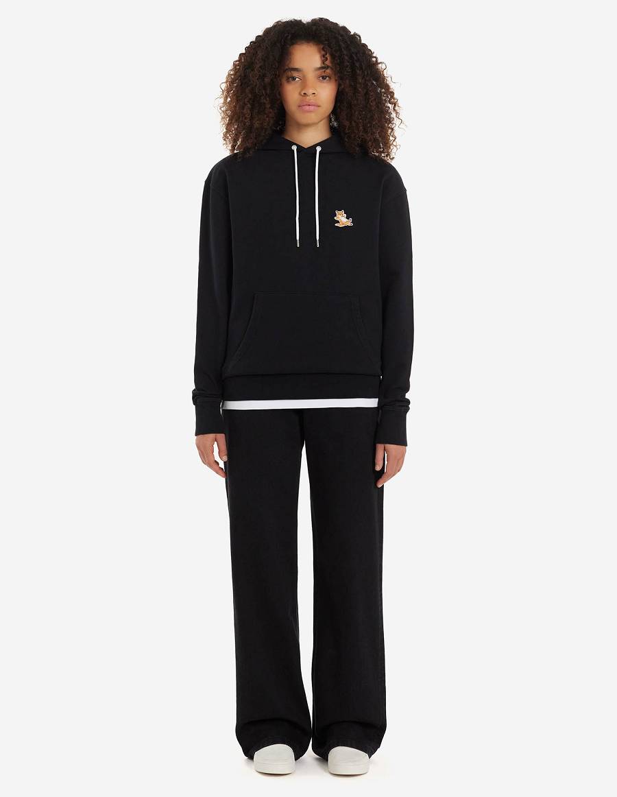 Black Women's Maison Kitsune Chillax Fox Patch Classic Hoodies | AU-M0602