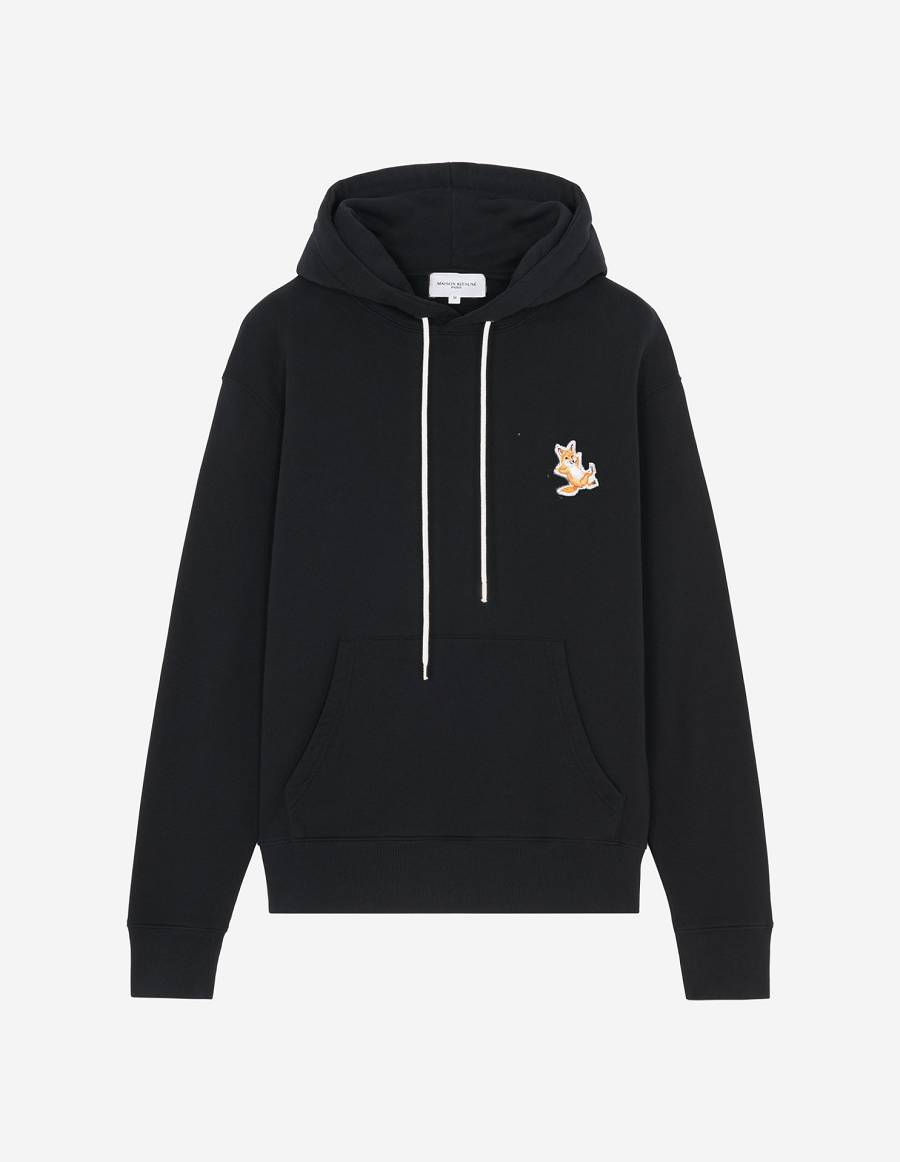 Black Women\'s Maison Kitsune Chillax Fox Patch Classic Hoodies | AU-M0602