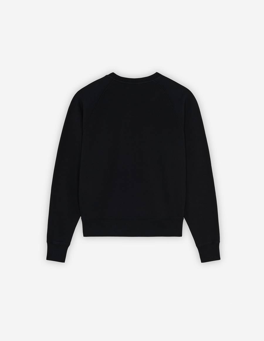 Black Women's Maison Kitsune Dressed Fox Patch Adjusted Sweatshirts | AU-P0848