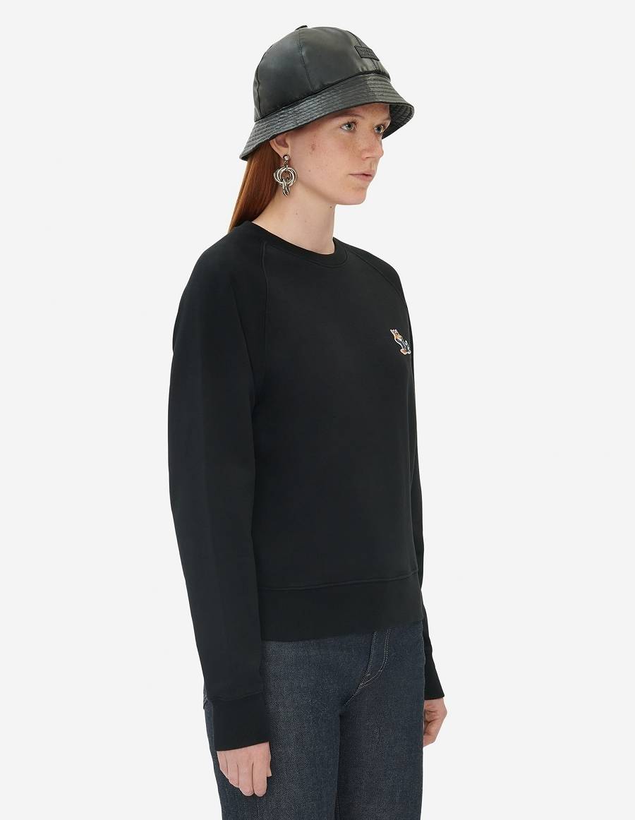 Black Women's Maison Kitsune Dressed Fox Patch Adjusted Sweatshirts | AU-P0848