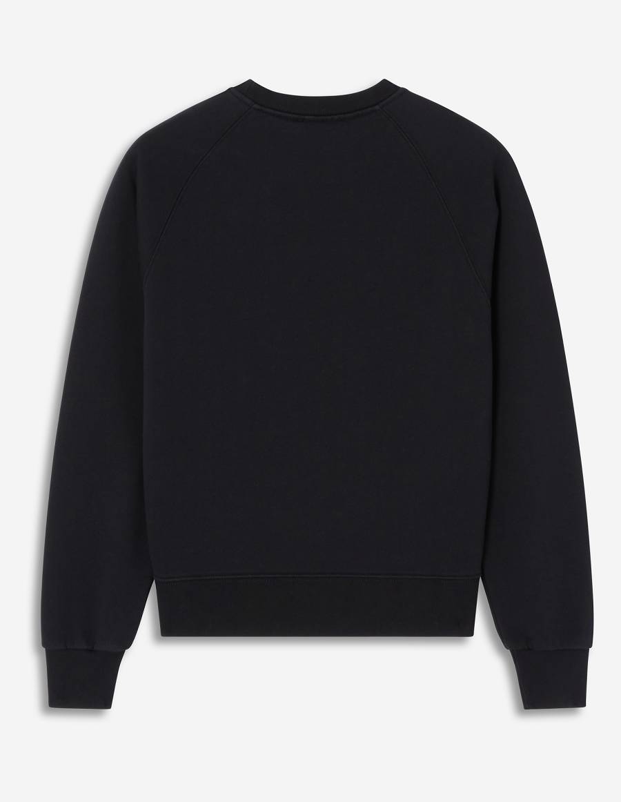 Black Women's Maison Kitsune Handwriting Adjusted Sweatshirts | AU-M0689