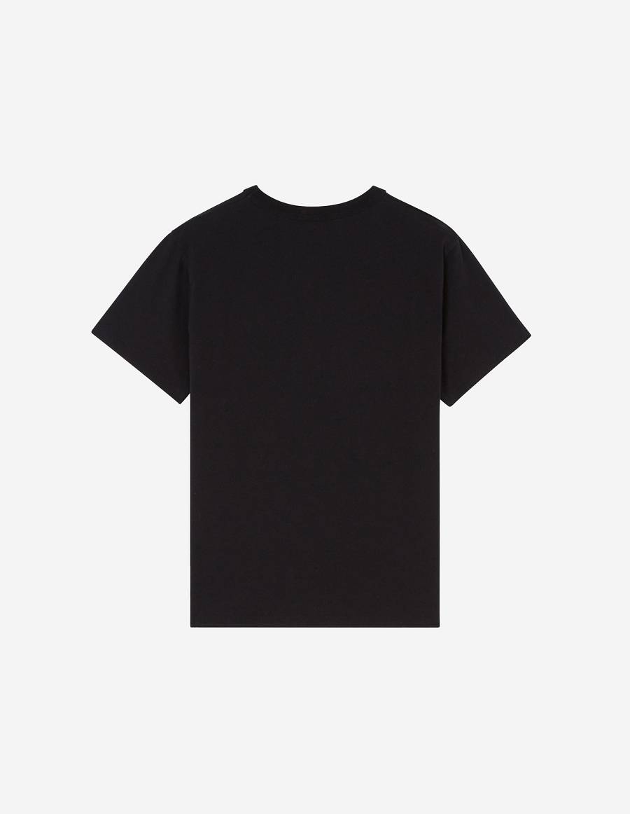 Black Women's Maison Kitsune Mini Handwriting Classic T Shirts | AU-S0652