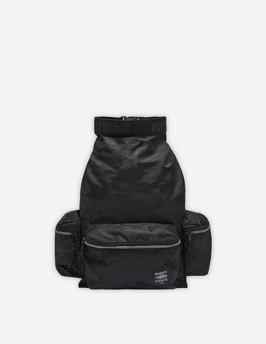 Black Women\'s Maison Kitsune Mkxeastpak Toproll Backpack Bags | AU-S0590