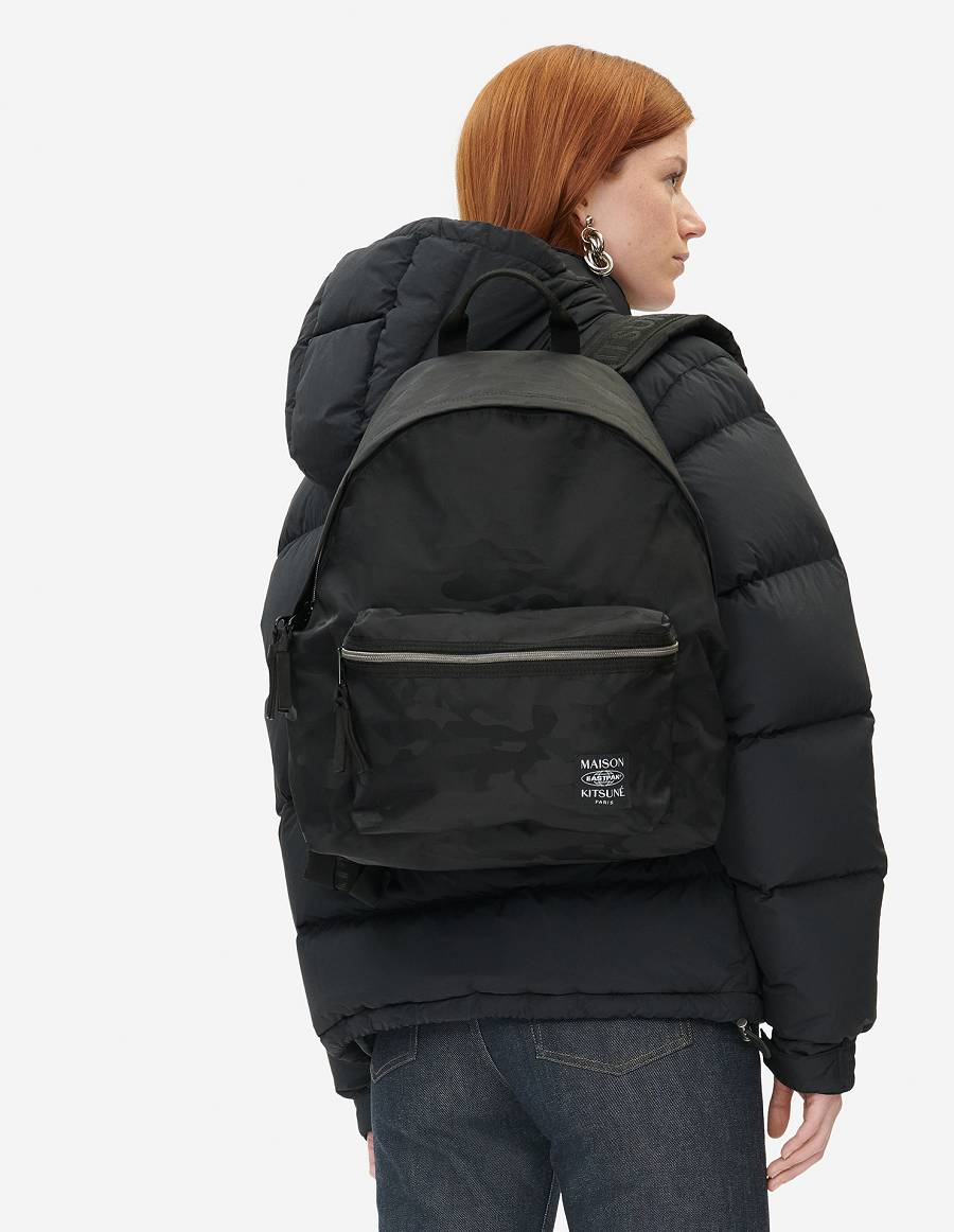 Black Women's Maison Kitsune Mkxeastpak Padded Backpack Bags | AU-X0174