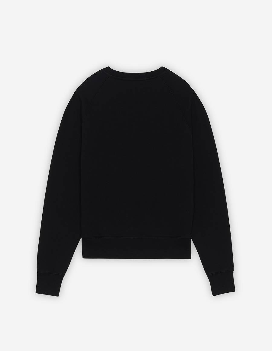 Black Women's Maison Kitsune Monochrome Double Fox Head Adjusted Sweatshirts | AU-S0130