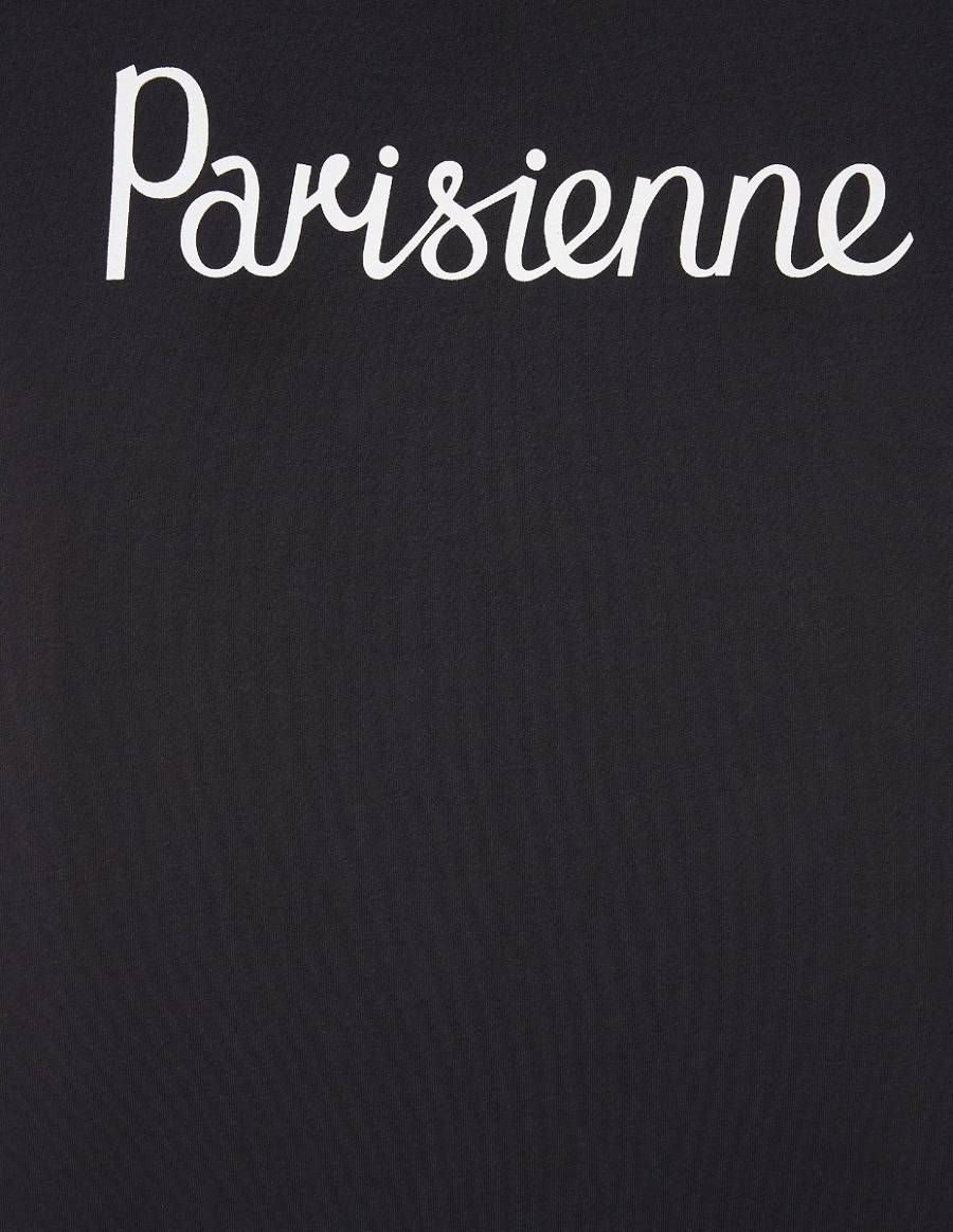 Black Women's Maison Kitsune Parisienne Classic T Shirts | AU-Q0206