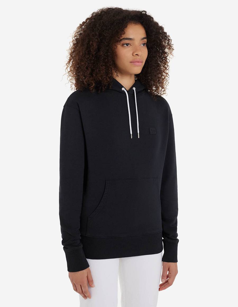 Black Women's Maison Kitsune Patch Profile Fox Cafe Classic Hoodies | AU-E0990