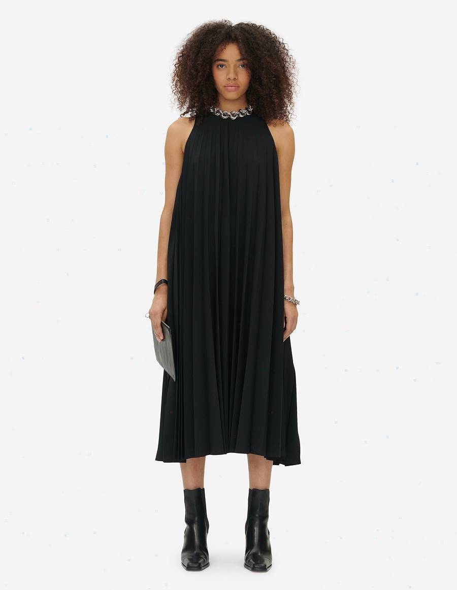 Black Women's Maison Kitsune Pleated Dress | AU-K0883