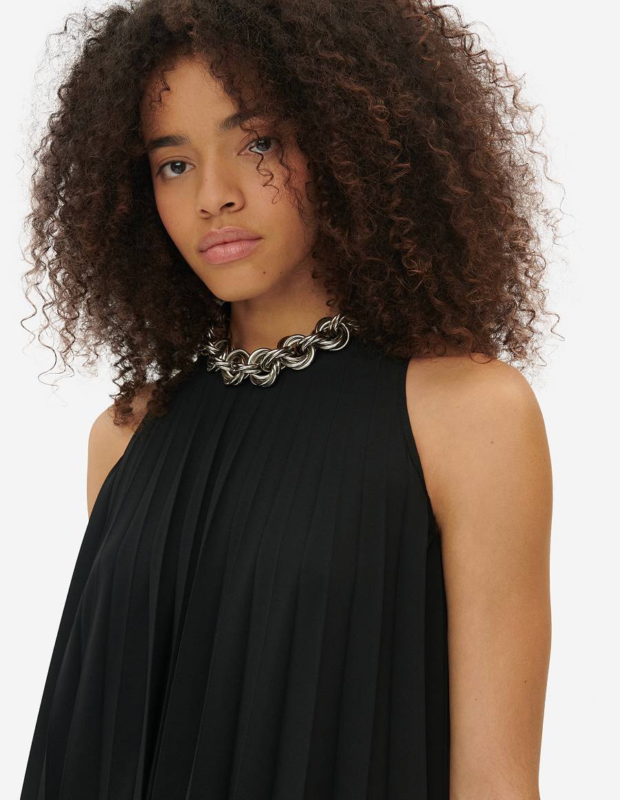 Black Women's Maison Kitsune Pleated Dress | AU-K0883