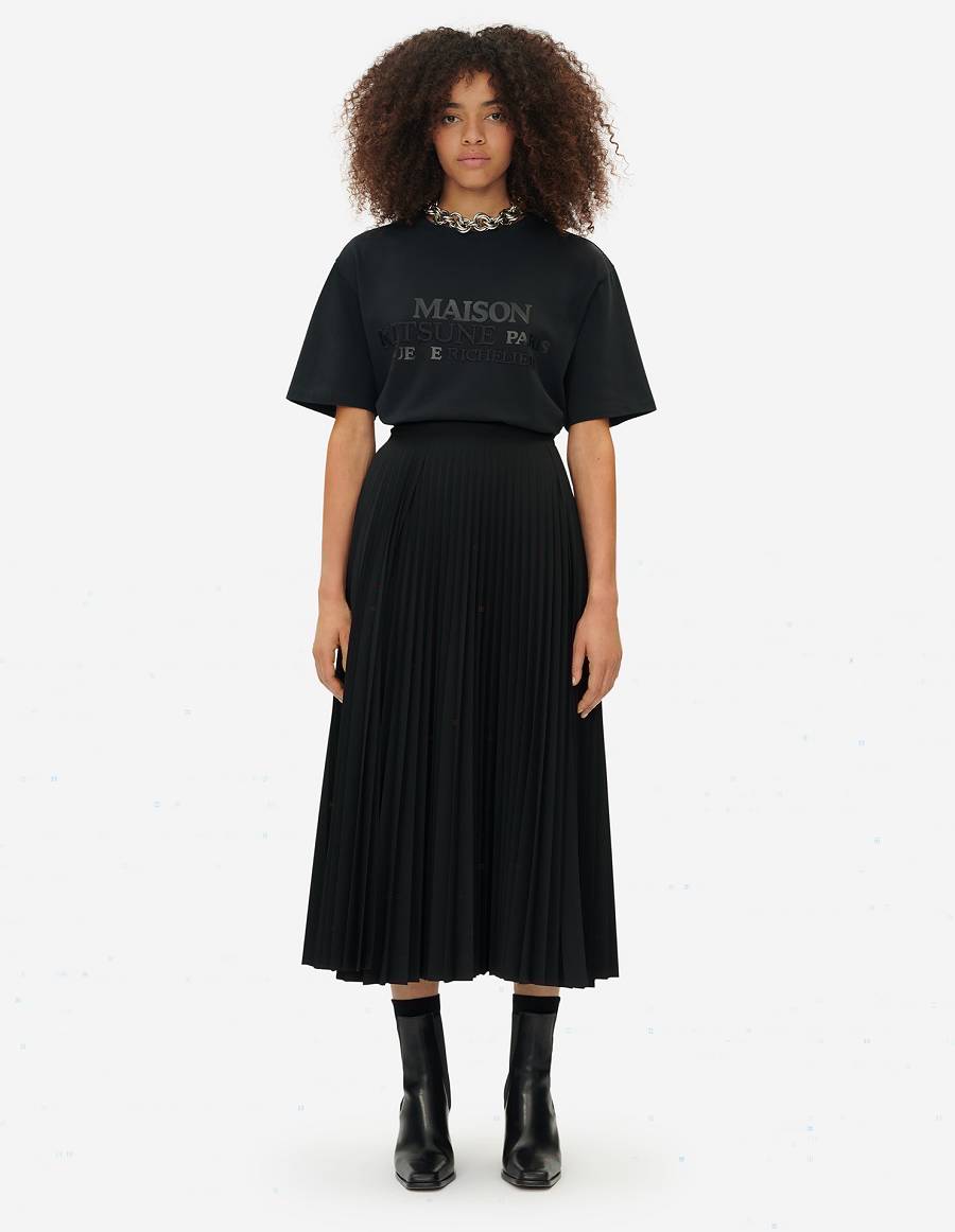 Black Women's Maison Kitsune Pleated Skirt Dress | AU-K0390