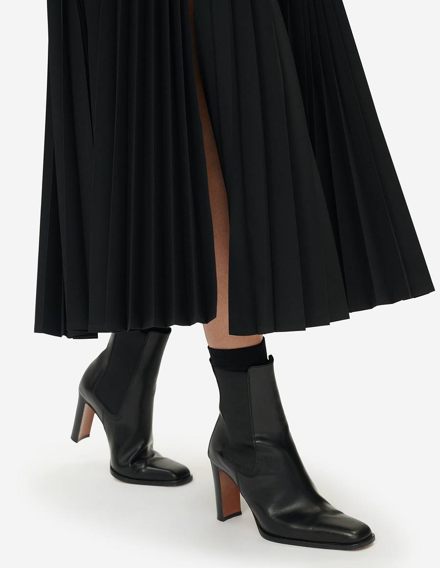 Black Women's Maison Kitsune Pleated Skirt Dress | AU-K0390