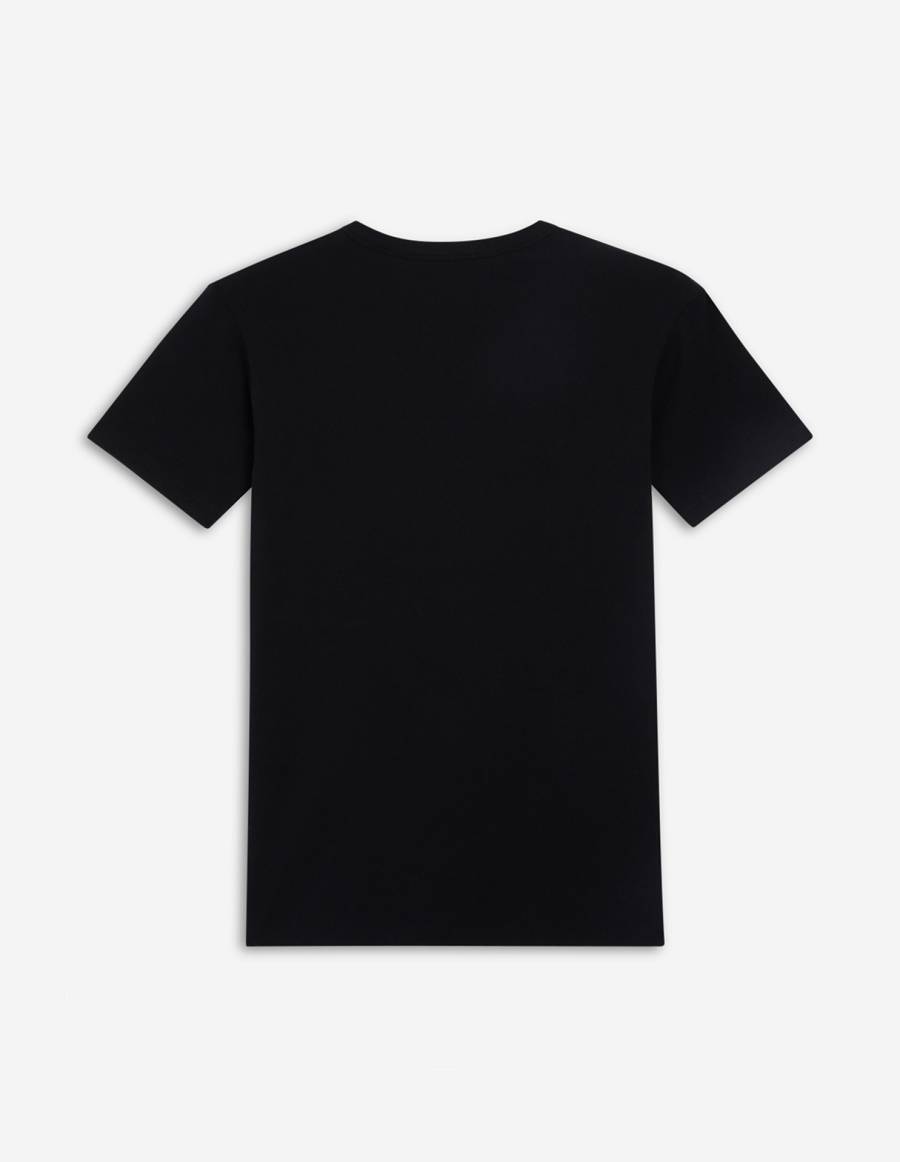 Black Women's Maison Kitsune Profile Fox Patch Fitted T Shirts | AU-L140