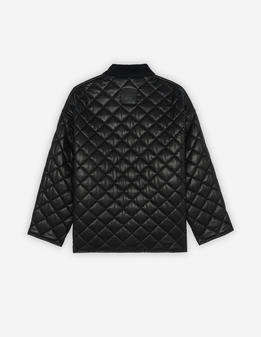 Black Women's Maison Kitsune Quilted Jackets | AU-E0642