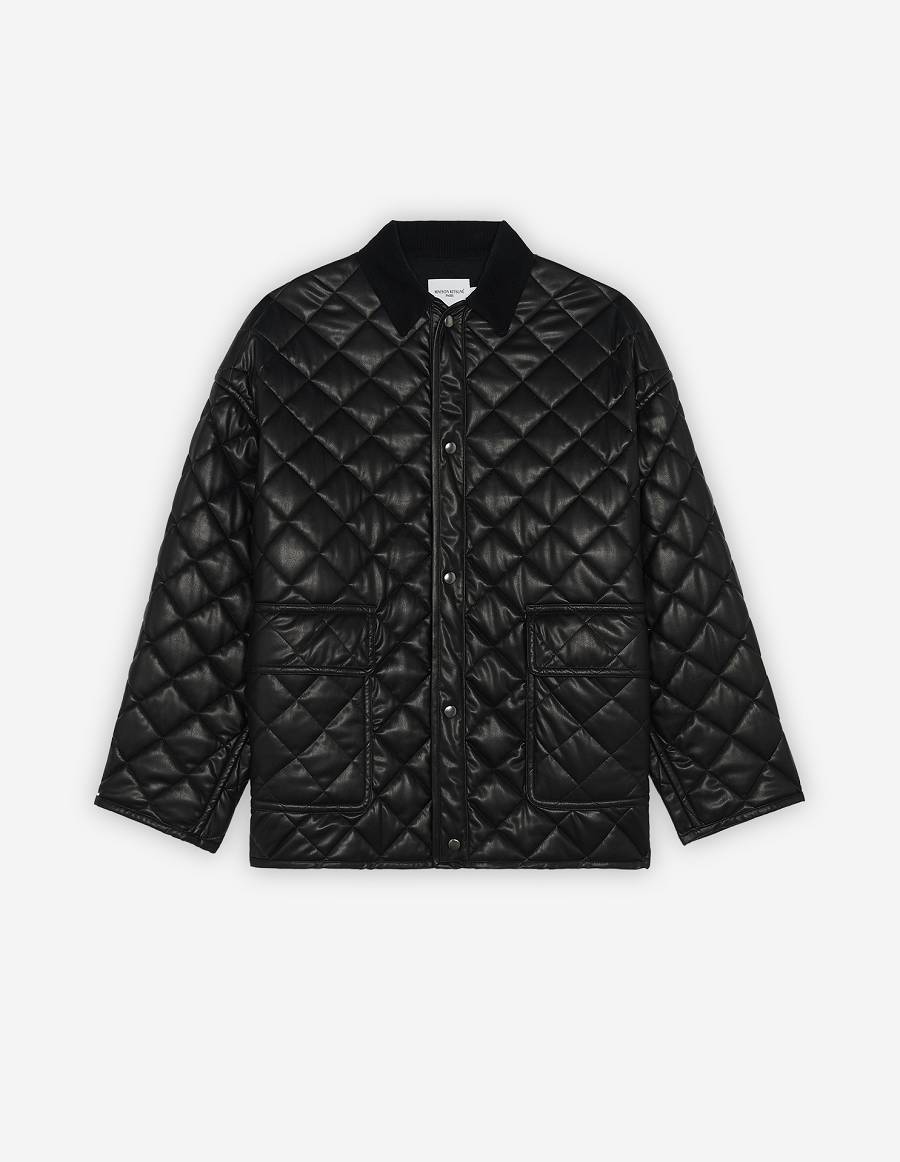 Black Women\'s Maison Kitsune Quilted Jackets | AU-E0642