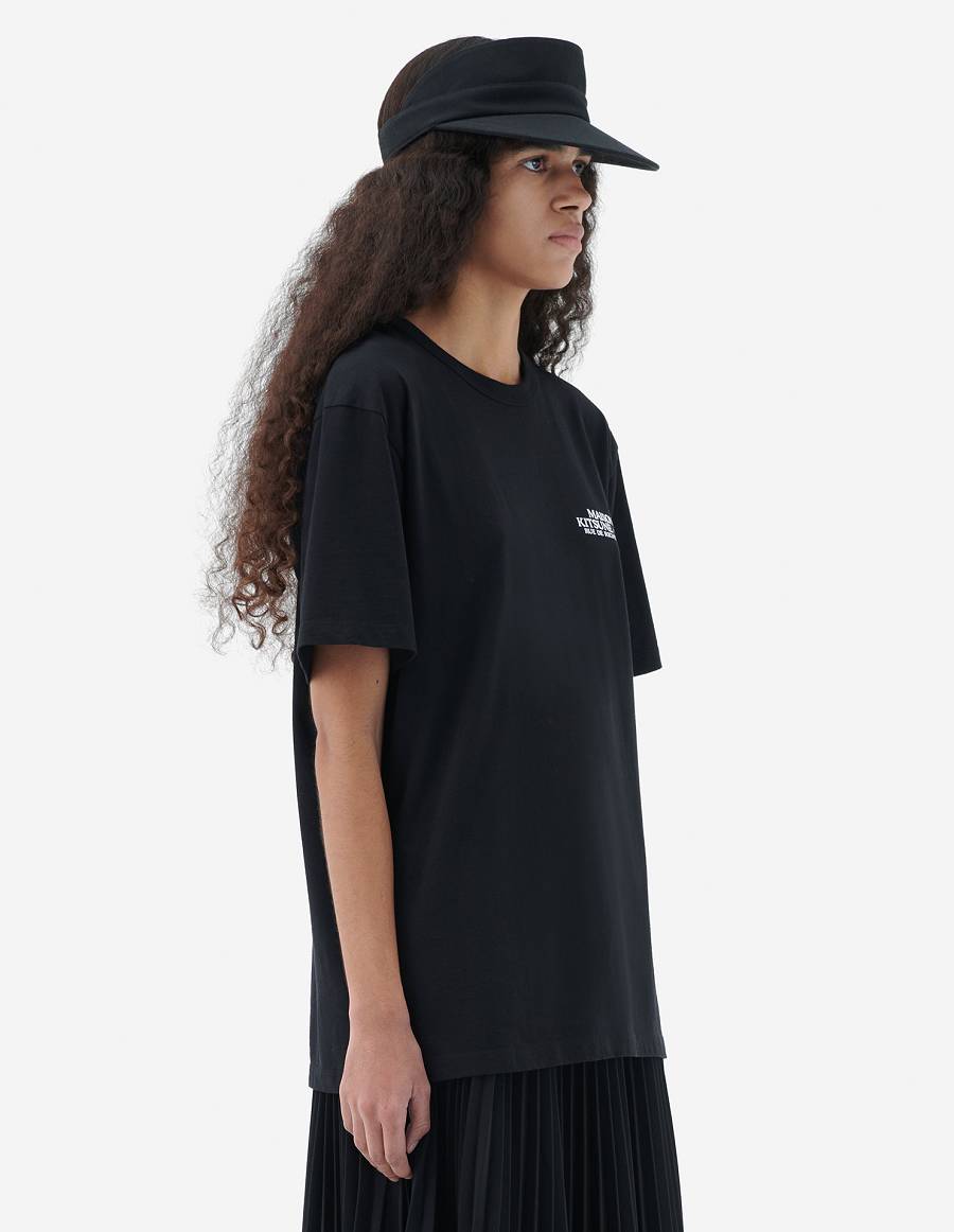 Black Women's Maison Kitsune Rue De Richelieu Classic T Shirts | AU-X0754