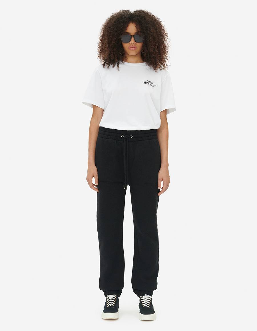 Black Women's Maison Kitsune Rue Richelieu Drawsting Regular Jog Pants | AU-G0327