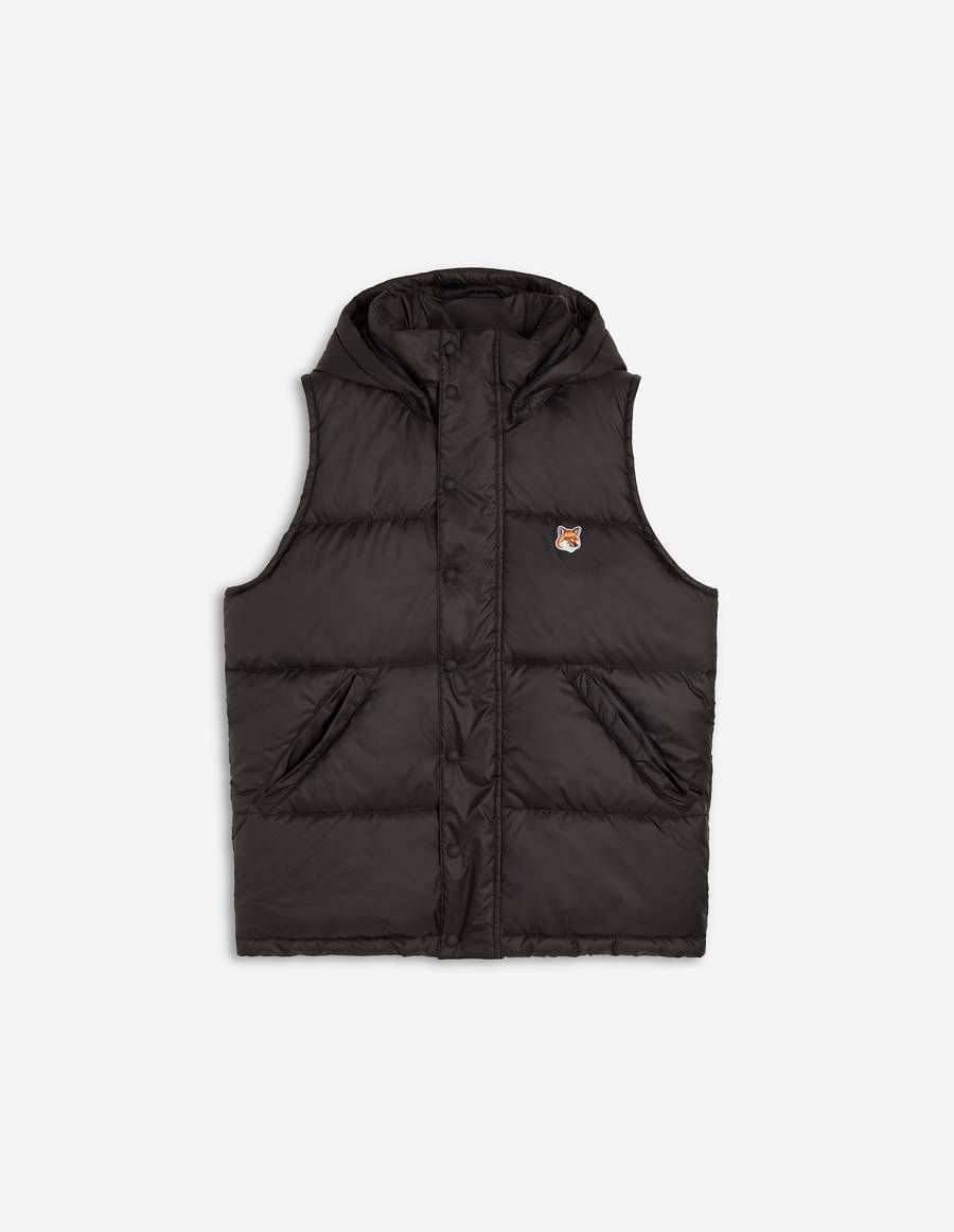 Black Women\'s Maison Kitsune Sleeveless Down Jackets | AU-B0548